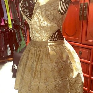 Cut out party dress! Gold and creme color
